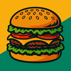 Delicious Burger Vector Illustration