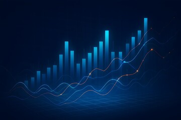representation of data, analytics, and business trends. The overall image conveys a sense of positive progress and future-oriented success.