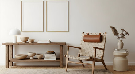 Modern minimalist living room interior design with wooden furniture and neutral colors perfect for home decor inspiration