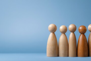 Wooden figures in a row, one different