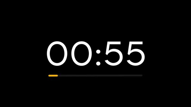60 seconds simple countdown with Yellow line motion. 1 minute countdown on black screen 60 to 0 4k
