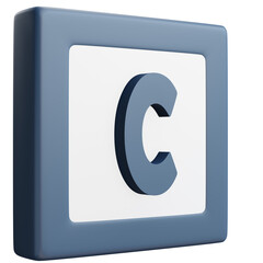 3D Letter C Icon &ndash; Blue and White Block Style Alphabet