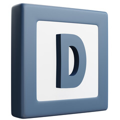 3D Letter D Icon &ndash; Blue and White Block Style Alphabet