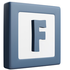 3D Letter F Icon &ndash; Blue and White Block Style Alphabet