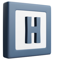 3D Letter H Icon &ndash; Blue and White Block Style Alphabet