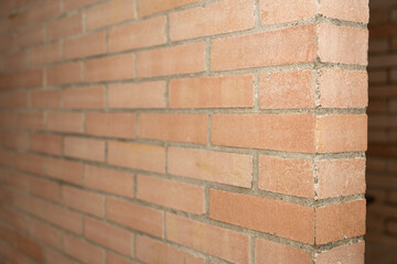 Diagonal Perspective of Red Brick Wall