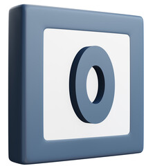 3D Letter O Icon &ndash; Blue and White Block Style Alphabet