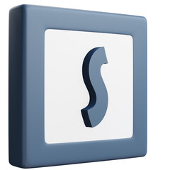 3D Letter S Icon &ndash; Blue and White Block Style Alphabet