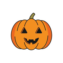 Fototapeta premium Cute Halloween Pumpkin with Carved Face Illustration.