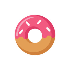 Fototapeta premium Delicious Donut with Pink Glaze and White Sprinkles Illustration.