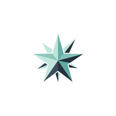 Geometric Star Illustration with Shaded Teal Facets.