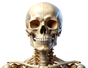 Frontal Skull with Neck Bones Anatomy PNG