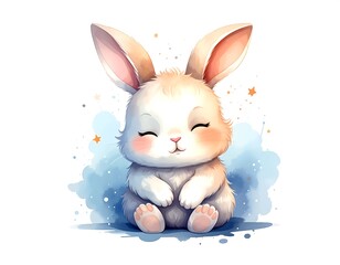 Obraz premium Cute cartoon rabbit sitting (1)