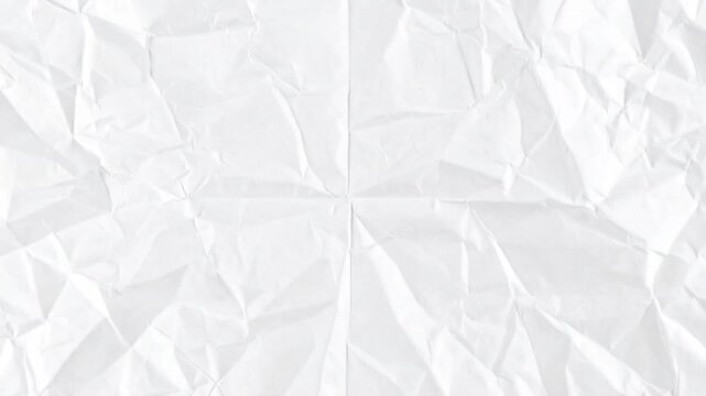 Crumpled white paper with center fold lines