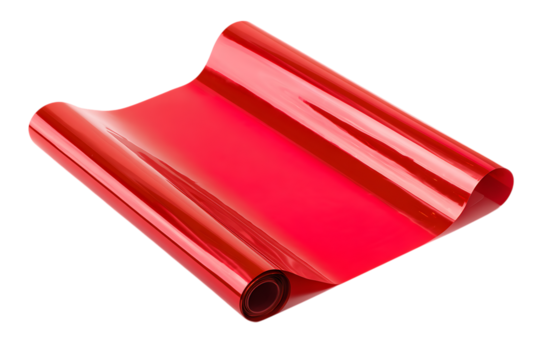 Red transparent film roll isolated on transparent background