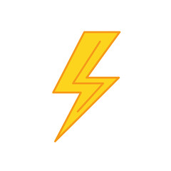 Yellow Lightning Bolt Illustration on White Background.