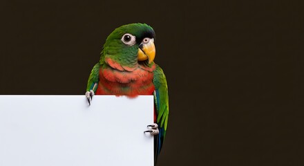 Parrot holding blank sign
