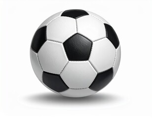 Obraz premium A traditional black and white soccer ball used for sports games isolated on a clean white background