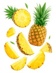 Pineapple slices in mid-air (1)