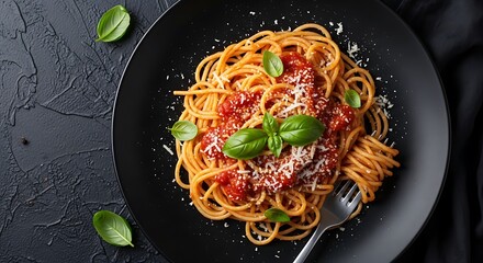Delicious Italian Spaghetti Dish with Tomato Sauce.