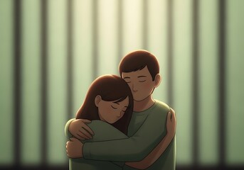 Couple Embrace in Tender Moment.