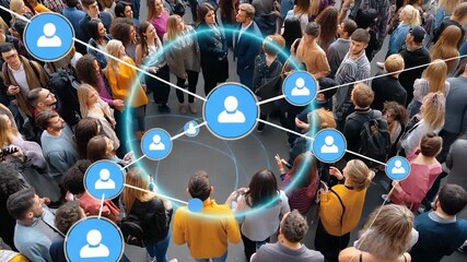 Diverse crowd connected via digital network - Powered by Adobe