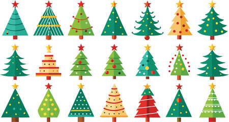 Set of Christmas Tree. Vector illustration of christmas tree isolated on transparent background