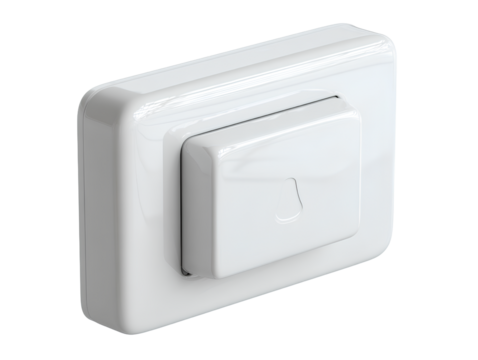Angled perspective white light switch icon isolated on transparent background PNG
