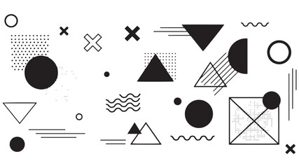 Memphis design elements mega set. Vector abstract geometric line graphic shapes, modern hipster circle triangle template colorful illustration
