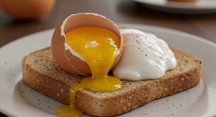 Fototapeta premium Poached eggs on toast