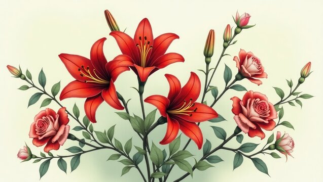 bouquet of red tulips - Powered by Adobe