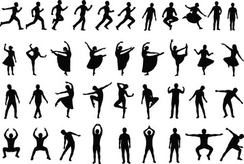 Victory celebration silhouette, man and woman with trophy, success achievement pose, black vector illustration, award ceremony concept, professional recognition moment