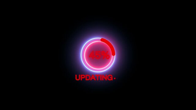 Update progress bar loading ico animation. software installation symbols, system update, operating system upgrade, digital download process on black background.