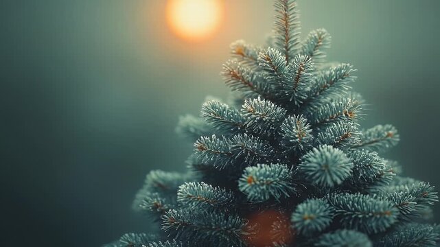 Christmas tree with a bright light on top.