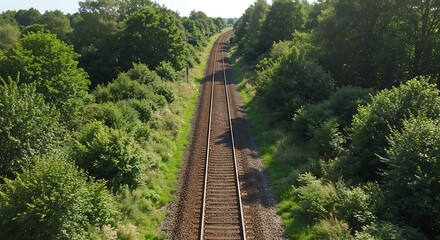 Railway track through trees daylight