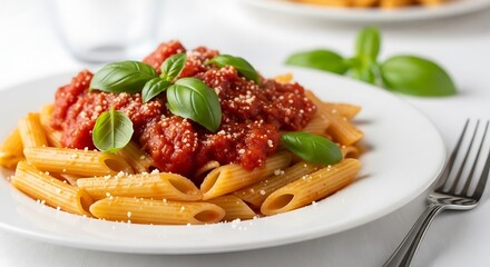 Delicious Italian Pasta Dish with Tomato Sauce.