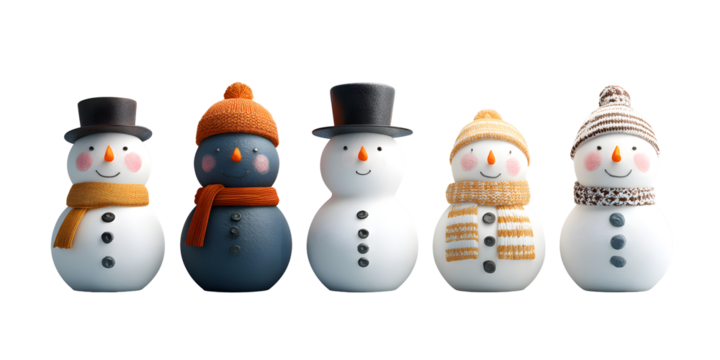 Snowmen. New Year, Christmas. Abstract 3D background. For designers, marketers. Popular image, illustration, object, holiday.