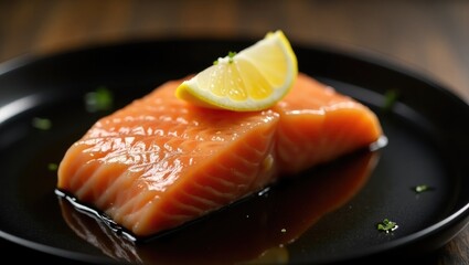 salmon steak with lemon