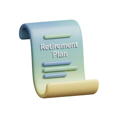 3D Render: Retirement Plan Document with Growth Chart - Financial Planning Icon