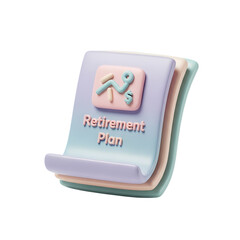 3D Render: Retirement Plan Document with Growth Chart - Financial Planning Icon