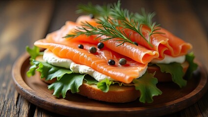 sandwich with salmon and vegetables