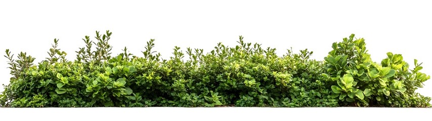 Lush Green Hedge Isolated on White Background