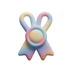 Pastel Candy Cane Award Badge: 3D Render of Festive Achievement Icon