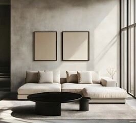 Modern Sectional Sofa in Minimalist Living Room Interior