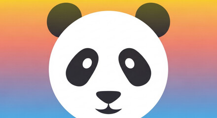 Illustration of a cute panda bear head with a colorful background, perfect for childrens books and educational materials
