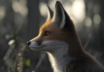 Red Fox Profile Portrait in Soft Light