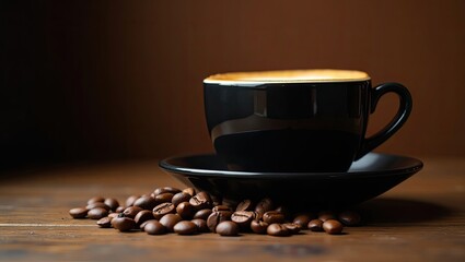 coffee beans and cup