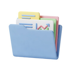 Financial Data: 3D Render of Charts and Graphs in a Folder