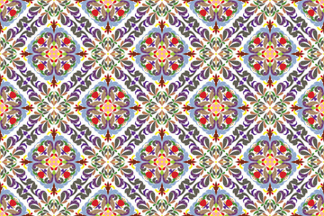 abstract seamless floral arabesque pattern in damask style motif suitable for wallpaper, cloth, curtain, blanket, textile, tile and fabric design isolated illustration vector archive EPS file.