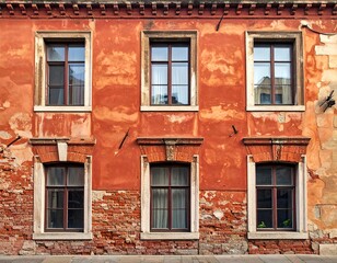 Venetian terracotta facade with windows
